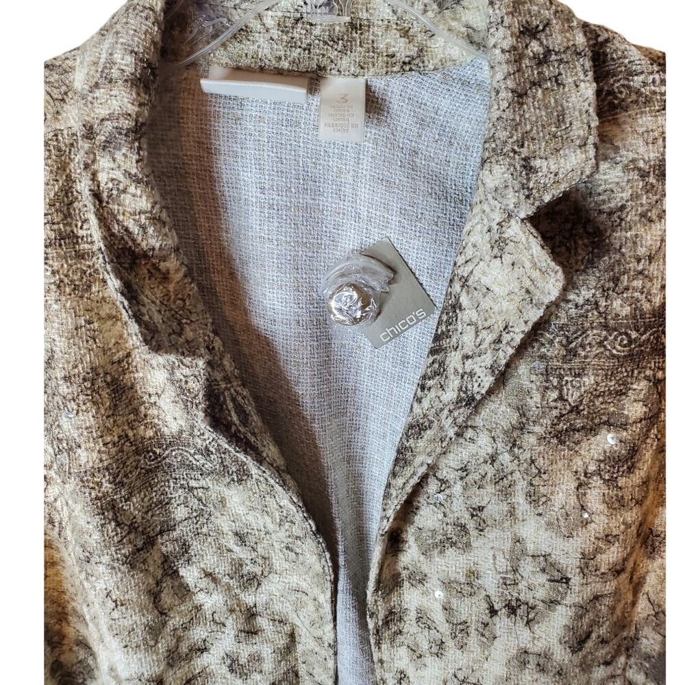 Chico's Single Button Sequin Detail Textured Anim… - image 2